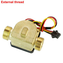 1/2in Water Flow Sensor Brass 1.75MPa Hall Sensor Turbine Pulse Flowmeter DC5-18V Used for Water Heater External Thread