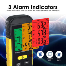 EMF Detector, 3in-1 Radiation Meter for EF, RF, MF, WiFi Signal with 3-Color Sound Light Alarm,Data Hold,for Home