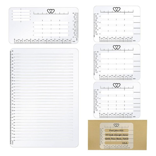 5 Pack Straight  Stencil for Journaling and Envelope Addressing Guide Stencil Templates Set Spacing  Ruler Guide 2