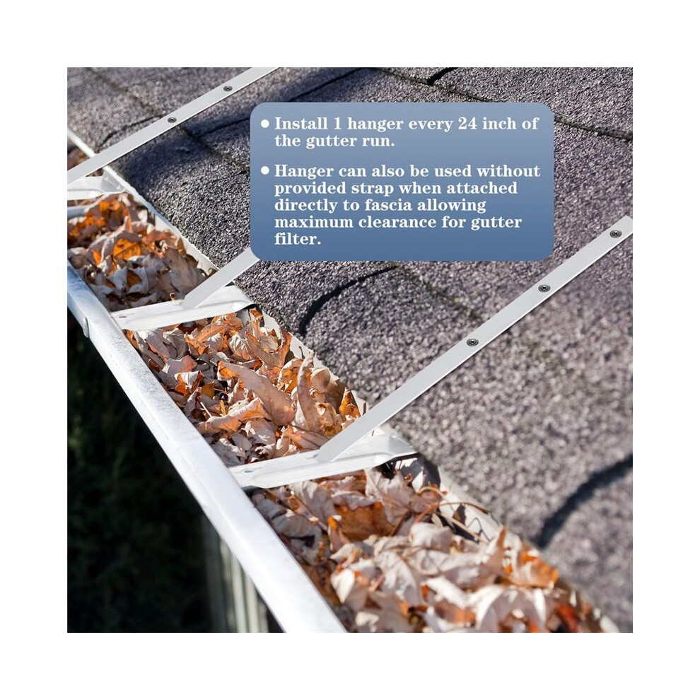 25 Sets 5Inch Aluminum Roof Gutter Hanger With Straps For Fixing Without Eaves, Ideal For Aluminum And Steel Gutters 6033786352180