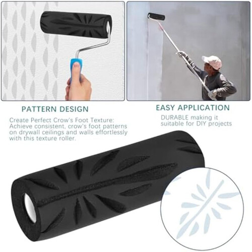 Drywall Texture Roller - 9 Inch Crow'S Foot Texture Roller for Creating Decorative Textures  Ceilings and Walls 1