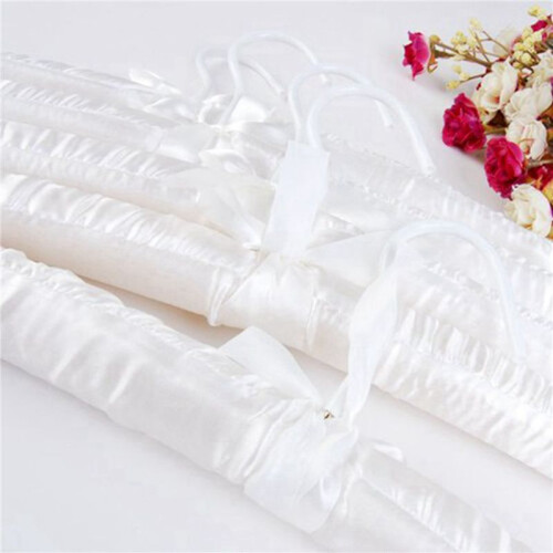 20x White Satin Padded Clothes Hook Hanger 2
