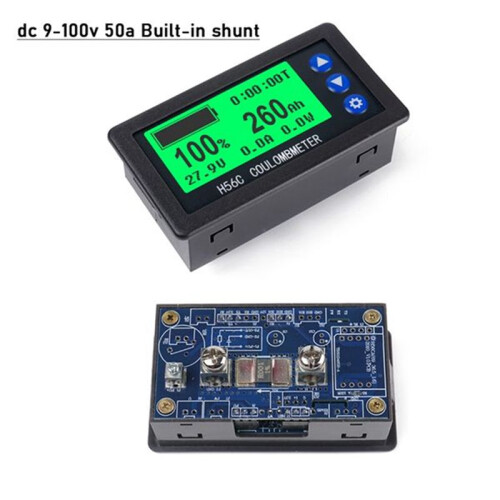 DC9-100V LCD Digital Hall Coulomb Meter Ammeter Voltmeter 50A Voltage Current Meter Battery Indicator Tester 2