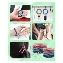 10 Pulseras Llavero Extensibles con Espiral Flexible y Llavero Retráctil.