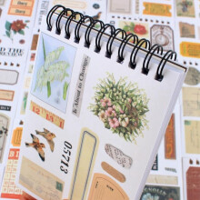 Vintage Stickers for Scrapbooking, 50 Sheets Precut Washi Stickers Book for Journaling, Junk Journal Supplies B