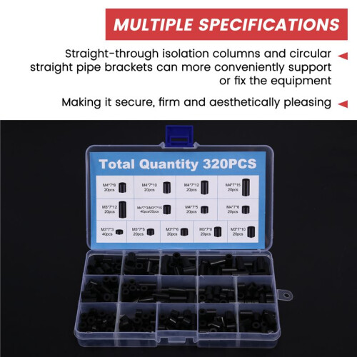 320 Pcs Straight-Through Hollow Plastic Isolation Column Straight-Through Column Sleeve Insulating Column Set 1
