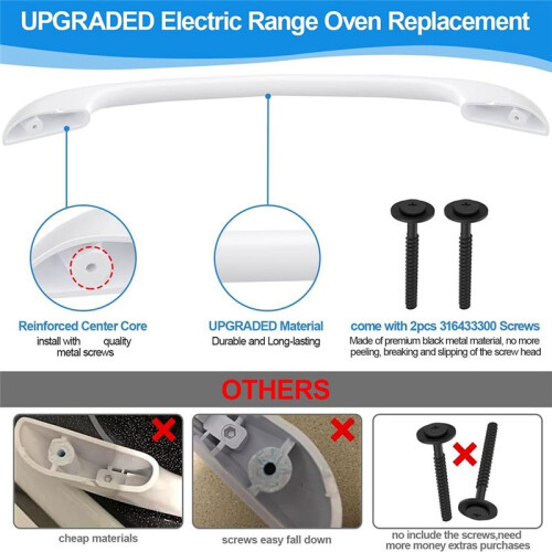 Poignée de Porte de Four de Rechange Compatible 316443601 avec Vis 2