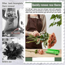 Plastic Rose Thorn Remover Stripper Tool - Home Garden Pruning Shears with Ergonomic Handle for Gardening Safety Green