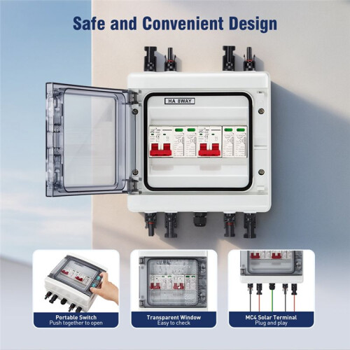 Solar Combiner Box with Multi-Layer Protection, Surge Protection PV 2 Input 2 Out DC40A Isolator , IP65 Waterproof 1