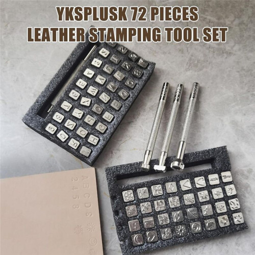 72 Pieces PU Stamping Tools Kit, PU Assorted Shape Saddle Making Stamp Punch Set, PU Stamps Punch Tools 1