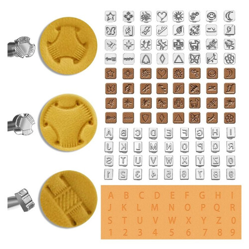 72 Pieces PU Stamping Tools Kit, PU Assorted Shape Saddle Making Stamp Punch Set, PU Stamps Punch Tools 2