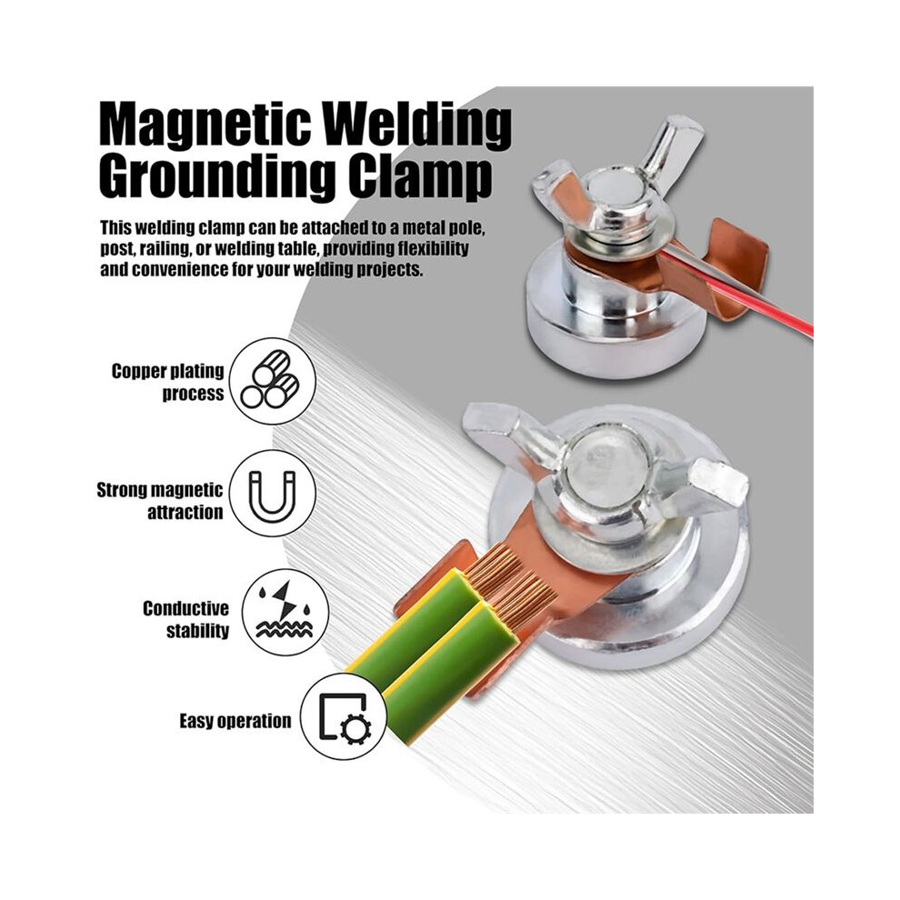 2Pcs Welding Magnetic Grounding Clamp Set With Strong Magnetism And Metal Terminal Replacements 6033965401975