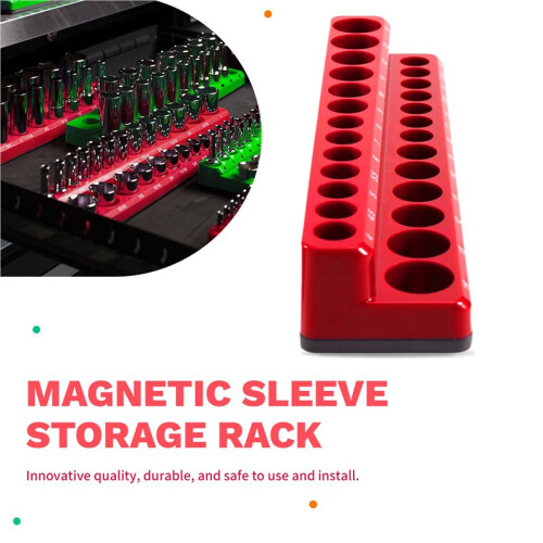 3PCS Professional Magnetic Socket Holder 1/4" Inch Drive Metric/ Socket Organizer Storage Installation Tool Kit Red 2