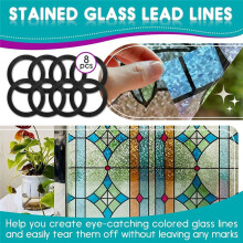 8 Pcs Stained Glass Lead Lines - 3mm 216ft Glass Decal Leading Lines Roll - for Glass Painting Surface-Gallery Window