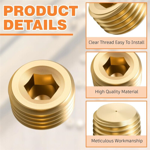 30Pcs 1/4"NPT Male Pipe Plug Fitting Set Internal Hex Thread Socket Pipe Plug Kit Hex Counter Sunk Plugs for End Closure 1