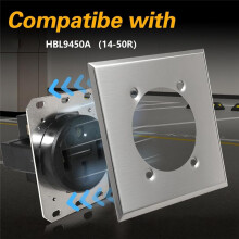 2-Pack Metal Outlet Cover Wall Plates for HBL9450A 14-50R, 2.48" Hole, Includes Screws