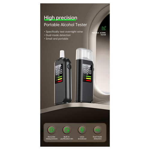 New AT02 Alcohol Detector Portable Professional High Sensitivity Breathalyzer Rechargeable Alcohol Meter Analyzer Tool 1