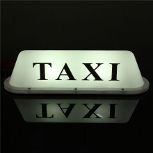 2X White Waterproof Taxi Magnetic Base Roof Top Car Cab LED Sign Light Lamp 12V PVC