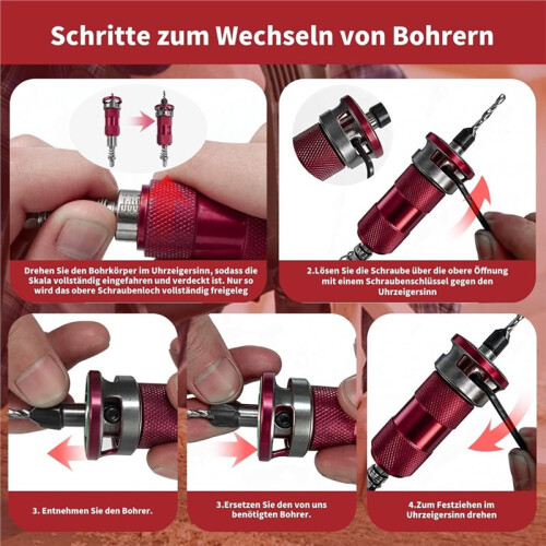 Countersink Drill Set, Countersink Wood Drill with Adjustable Depth Stop, Countersink Drill with 1/4 Inch Hex Shank 1