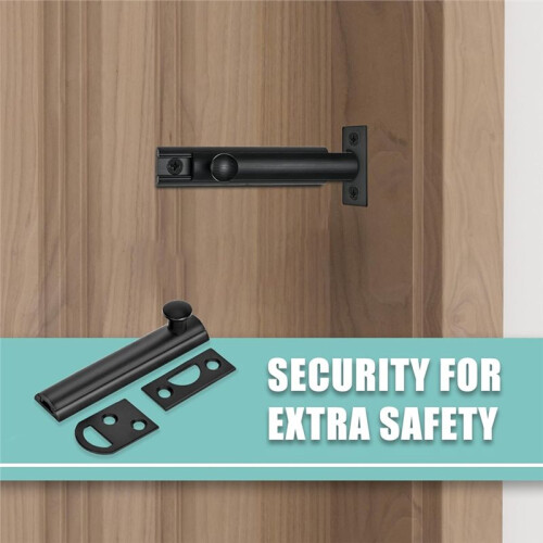 3 Inch Solid Brass Surfaces Bolt Black, Heavy Duty Concealed Slide Surfaces Door Bolt, for Doors and Window 2 Pack 1