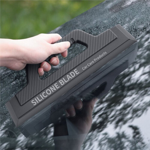 Car Wash Scraper - Carbon Fiber Pattern, Silicone, Paint-Safe, Multi-Functional Water Blade Cleaning Tool 2
