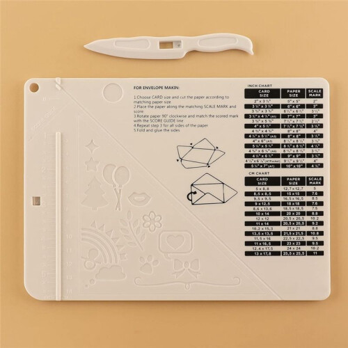 Score Board Multi-Purpose Scoring Board Envelope Maker with Bone Folder and Guide Scoring Board 2