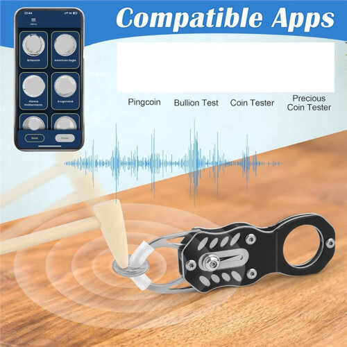 Silver Coin Tester Kit, CoinTester for Resonance Testing and Size Comparison, Magnifying Glass/Hammer/Keychain 1