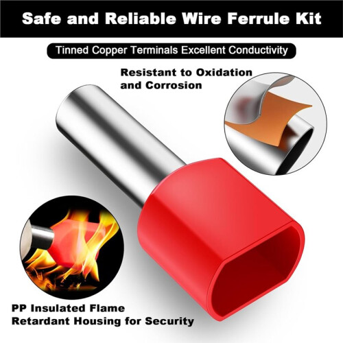 900pcs Wire End Ferrules Kit,Insulated Wire End Ferrules Assortment,Twin Wire End Ferrules and Single- Ferrules Set 2
