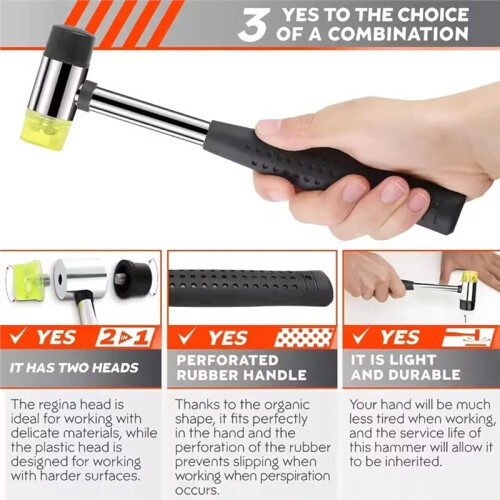 Soft Rubber Hammer Hammer Hardware Tool Multifunctional Removable Double End Steel Pipe Handle Installation Hammer 2