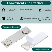 30-Pack Magnetiska Namnskyltshållare, Neodymmagneter, 1,75 X 0,5 Tum med Stålplatta
