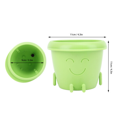 Maceta con cara sonriente, diámetro interior de 9 cm, 1111 cm, verde 1