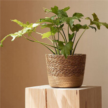 4X Straw Weaving Flower Plant Pot Wicker Basket Rattan Flowerpot Storage Basket Handmade Woven Planter Basket L
