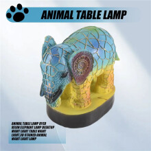 2X Animal Table Lamp Dyed Resin Elephant Lamp Desktop Night Light Table Night Light,3D Stained Animal Night Light Lamp