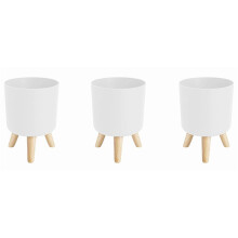 3X Macetas Modernas con Patas de Madera, Soporte para Dormitorio, Sala de Estar, Maceta de Pie en Maceta, Macetas de JardíN para el Hogar, B