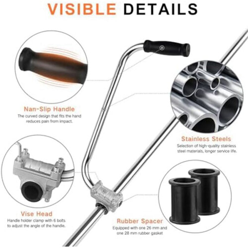 2X Trimmer Handle, Ergonomic Trimmer Handle, Handle Extension with Stand Clamp,Multifunctional Garden Lawn Mower Handle 1