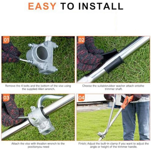 2X Trimmer Handle, Ergonomic Trimmer Handle, Handle Extension with Stand Clamp,Multifunctional Garden Lawn Mower Handle 2