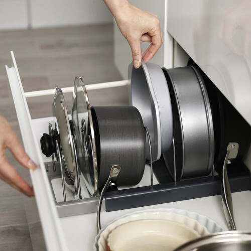 Kitchen Pan Lid Organizer with Handle Slot 1