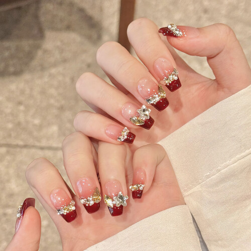 (XS) Red Tip False Nails - Handmade & Odorless 2