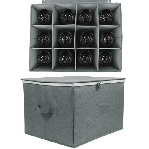 12-Wine Glass Storage Box with Dividers 1