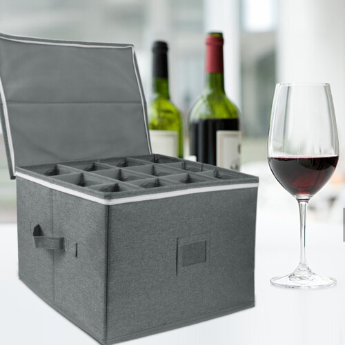 12-Wine Glass Storage Box with Dividers 2