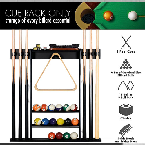 Billiards Pool Cue Rack Wall-Mounted Pool Stick Holder Holds Equipment 1
