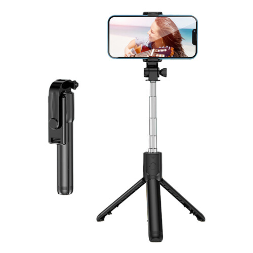 Extendable And Foldable Selfie Stick Tripod With Adjustable Shooting Angle And360Degree Rotating Base For Universal Smartphone Compatibility With