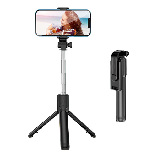 Extendable And Foldable Selfie Stick Tripod With Adjustable Shooting Angle And360Degree Rotating Base For Universal Smartphone Compatibility With 1