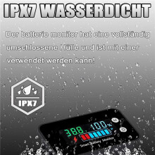 2X IPX7 Waterproof Battery Monitor with Bracket 7-100V,Car Motorcycle Cart Battery Meter Buzzer Alarm & Temperature