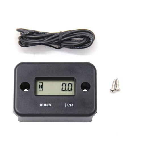 2X Waterproof LCD Display Digital Hour Meter Inductive Timer for Bike Motorcycle ATV Snowmobile Engine, Black 1