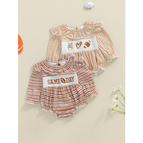(6-12 Months, Brown) Μωρό κορίτσι ριγέ μακριά μανίκια 2