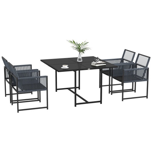 Outsunny Outsunny 5 Pieces Patio Dining Set with Foldable Back, Dark Grey 1