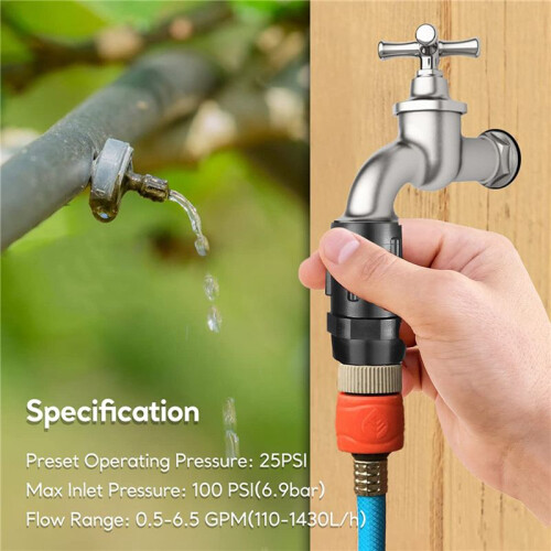 Drip Irrigation Pressure Regulator 25 PSI 3/4 Inch Hose Thread Drip Irrigation Pressure Reducer - 6 Pack 2