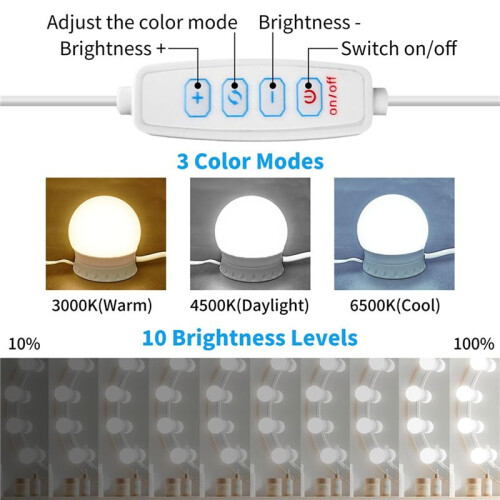 2X LED Vanity Mirror Lights with 14 Dimmable Bulbs,10 Brightness Levels Adjustable 1