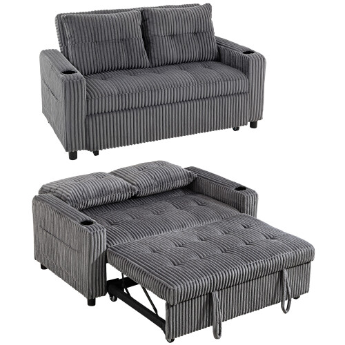 Homcom HOMCOM 2 Seater Sofa Bed, Click Clack Pull Out Bed Settee, Charcoal Grey 1
